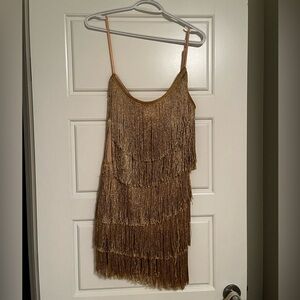 Fashion Nova Gold Fringe Dress